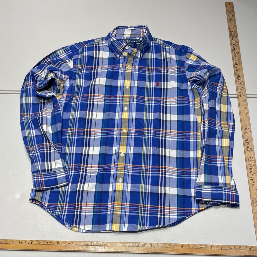 Ralph Lauren Blue and Yellow Plaid Men's Shirt